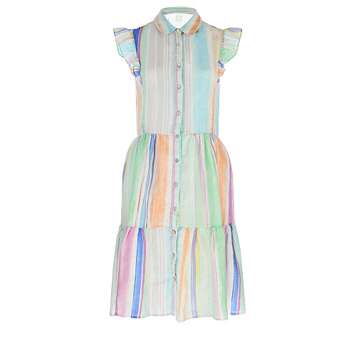 Платье в разноцветную полоску 120% Lino Мультиколор, арт. V1W49DR000G064100 V100 | Фото 1