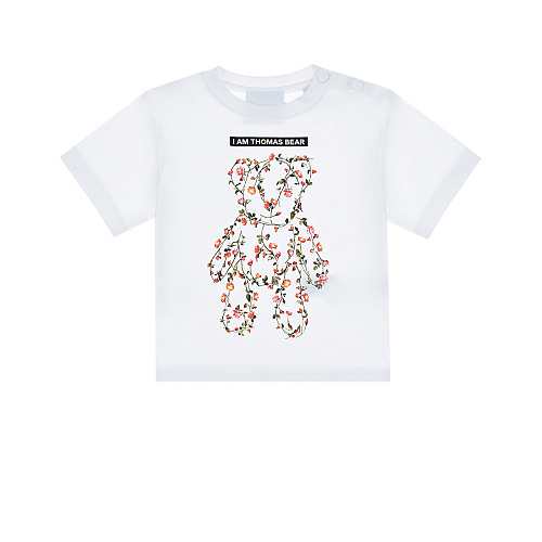 Белая футболка с принтом &quot;цветочный медвежонок&quot; Burberry Белый, арт. 8038448 IG5-MINI B WHITE A1464 | Фото 1