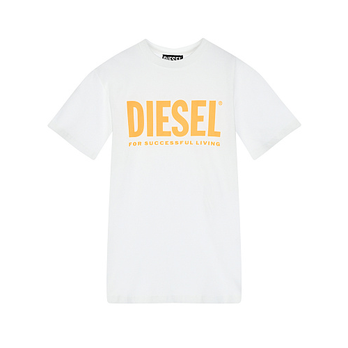 Белая футболка с желтым лого Diesel Белый, арт. 00J4P6 00YI9 K10AA | Фото 1