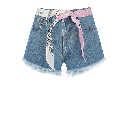 Джинсовые шорты с поясом-банданой Forte dei Marmi Couture Голубой, арт. 22SF2854 DENIM SW | Фото 1
