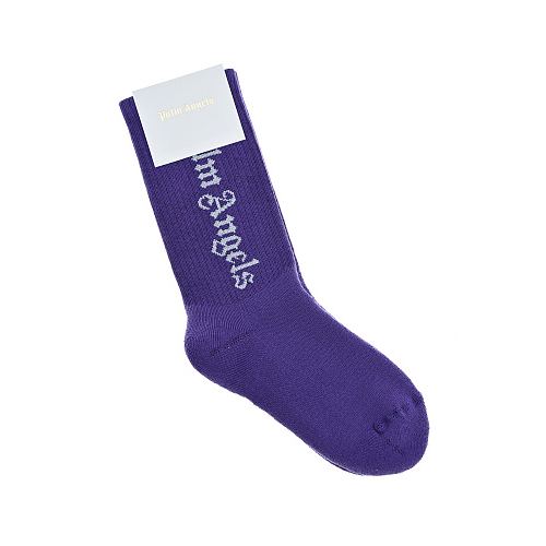 Фиолетовые носки с логотипом Palm Angels Фиолетовый, арт. PGRA001F21KNI001 3701 | Фото 1