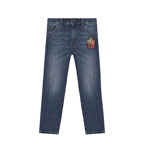 Синие джинсы slim fit с нашивкой Dolce&Gabbana Синий, арт. L42F40 LDA65 S9000 | Фото 1