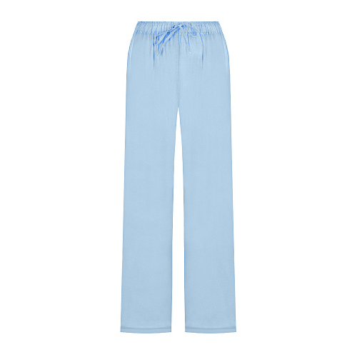Голубые брюки с поясом на кулиске 120% Lino Голубой, арт. T0W21450000115000 T024 | Фото 1