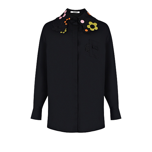 Черная рубашка с цветами на воротнике Vivetta Черный, арт. V2SG041 0650 9000 | Фото 1