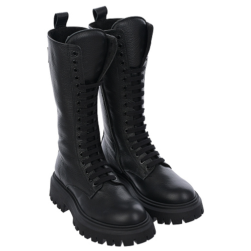 Черные высокие сапоги со шнуровкой MSGM Черный, арт. 72556 VAR.1 | Фото 1