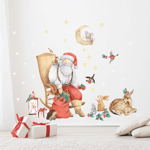 Наклейки на окно &quot;В гостях у Деда Мороза&quot; Kotya Motya design , арт. В гостях у Деда Мороза | Фото 1