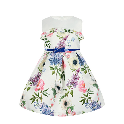 Приталенное платье с цветочным принтом Baby A Белый, арт. F2440/CC 932 | Фото 1