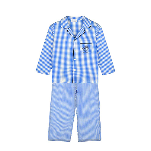 Клетчатая пижама с рубашкой и брюками Story Loris Голубой, арт. 26552 01 | Фото 1