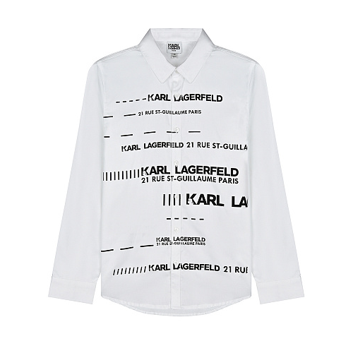 Белая рубашка с черным логотипом Karl Lagerfeld kids Белый, арт. Z25317 M41 | Фото 1