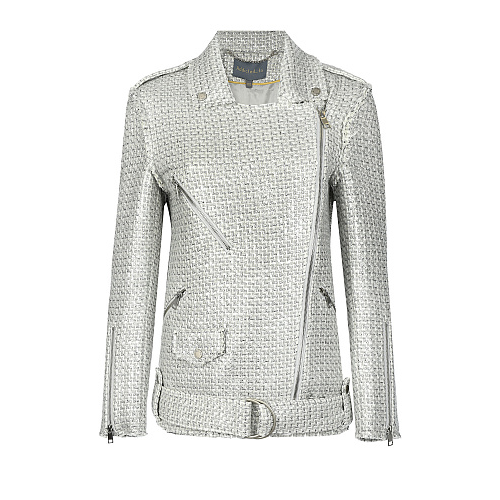 Серая куртка-косуха ADDICTED_TO Серый, арт. CJ012622R WHITE GRAY WITH SILVER | Фото 1