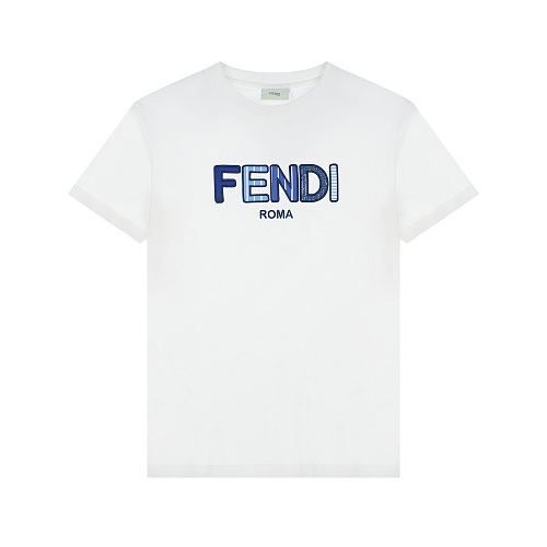 Белая футболка с логотипом в полоску Fendi Белый, арт. JFI252 7AJ F0TU9 | Фото 1