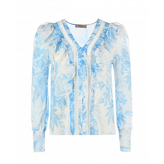 Блуза  с кружевным декором и топом TWINSET Голубой, арт. 221TP2713 06800 | Фото 1