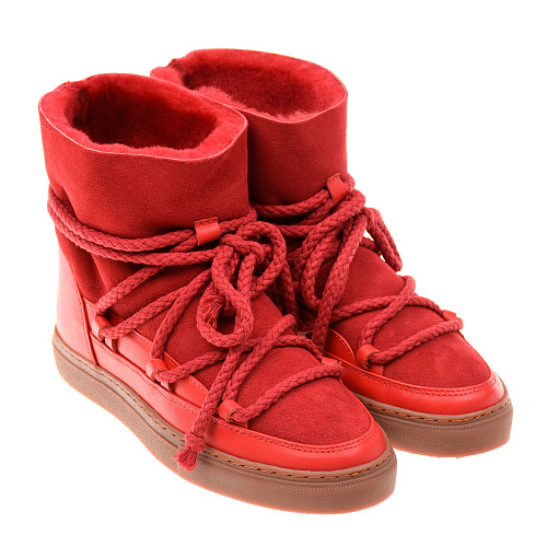 Замшевые мунбуты на шнуровке INUIKII Красный, арт. 60202-1-H RED | Фото 1