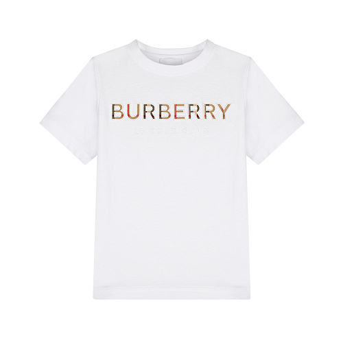 Белая футболка с логотипом в клетку Burberry Белый, арт. KG5-EUGENE BURBERRY:ABTOT 8050402 WHITE A1464 | Фото 1