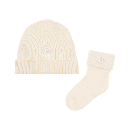 Комплект: шапка и носки Moncler Белый, арт. 3F00003 V9141 034 | Фото 1