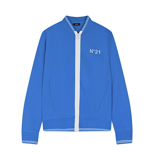 Синяя спортивная куртка с белым лого No. 21 Синий, арт. N21310 N0155 0N811 | Фото 1