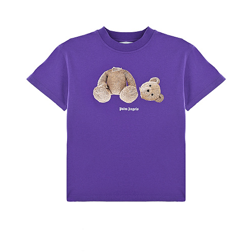 Фиолетовая футболка с принтом &quot;медвежонок&quot; Palm Angels Фиолетовый, арт. PGAA002F21JER001 3760 | Фото 1