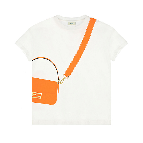 Белая футболка с принтом &quot;сумка&quot; Fendi Белый, арт. JFI242 7AJ F1FX0 | Фото 1