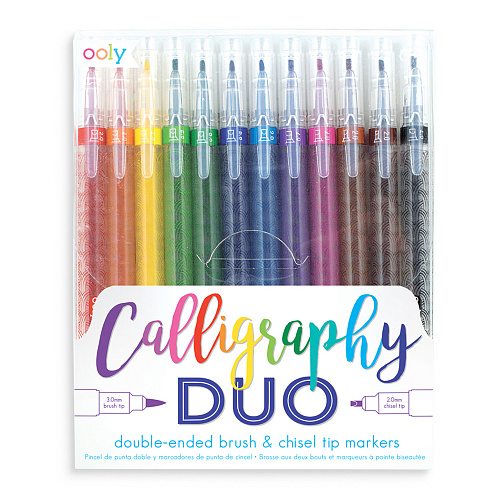 Набор двусторонних цветных фломастеров для каллиграфии, 12 шт. OOLY , арт. 130-051 | Фото 1