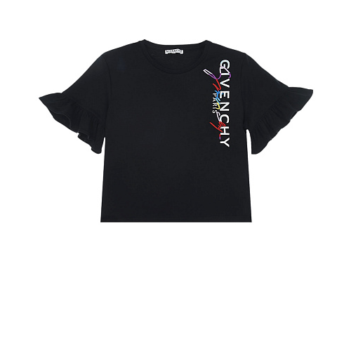 Черная футболка с рюшами на рукавах Givenchy Черный, арт. H15201 09B | Фото 1