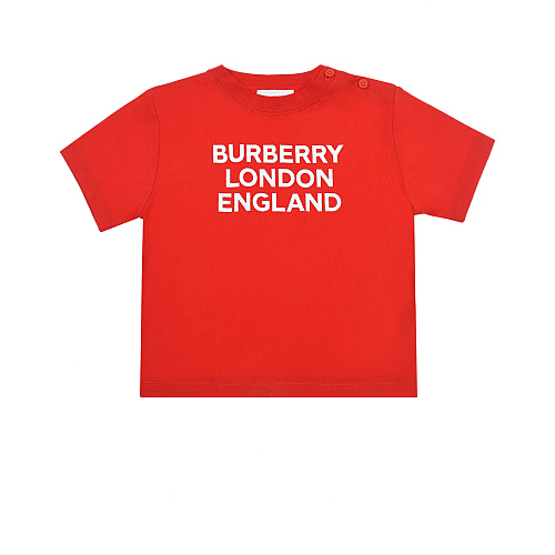 Красная футболка с белым логотипом Burberry Красный, арт. 8031562 IG5-MINI-B BRIGHT RED A1460 | Фото 1