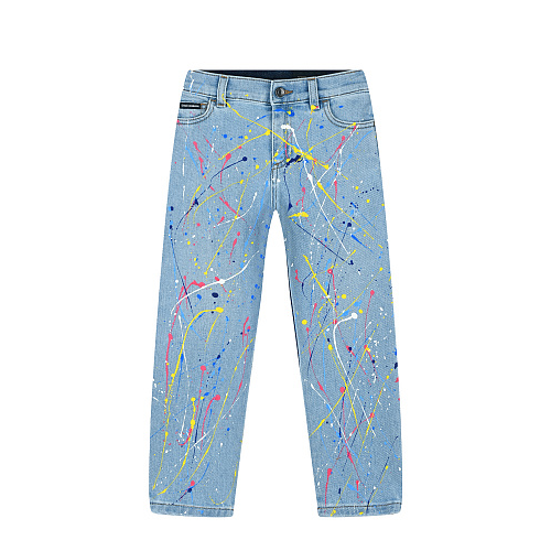 Голубые джинсы с принтом &quot;брызги краски&quot; Dolce&Gabbana Голубой, арт. L42F45 LDA34 S9000 | Фото 1