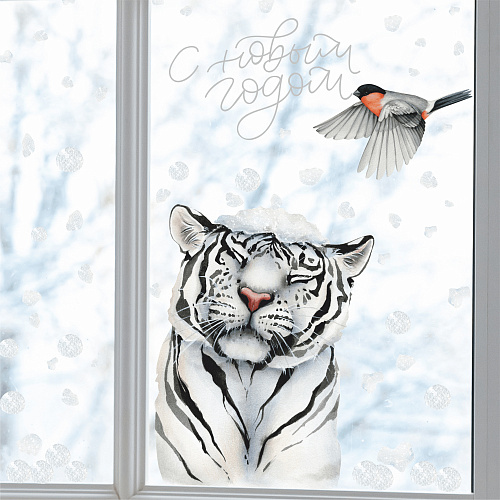 Наклейки на окно &quot;Белый тигр&quot; Kotya Motya design , арт. Белый тигр | Фото 1