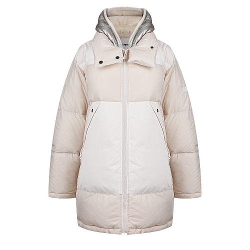 Комбинированное пуховое пальто с жилетом из овчины Yves Salomon Белый, арт. 21FM00990A13X B2443 | Фото 1