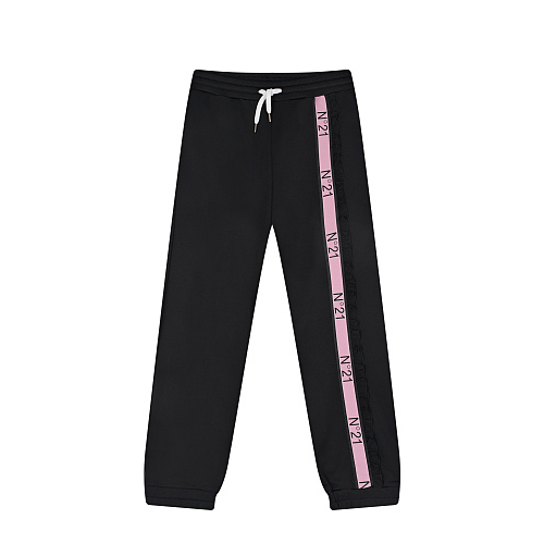 Черные спортивные брюки с розовой полоской No. 21 Черный, арт. N21328 N0168 0N900 | Фото 1