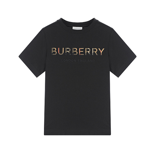 Черная футболка с логотипом в клетку Burberry Черный, арт. KB5-EUGENE BURBERRY:ABTOT 8047889 BLACK A1189 | Фото 1