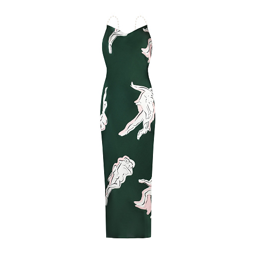 Зеленое шелковое платье с принтом &quot;Waltz&quot; Olivia von Halle Зеленый, арт. BIBI - WALTZ  WALTZ | Фото 1