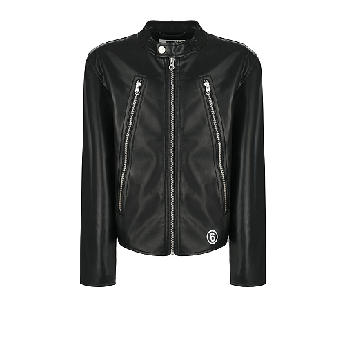 Черная куртка из эко-кожи MM6 Maison Margiela Черный, арт. M60078 MM037 M6900 | Фото 1