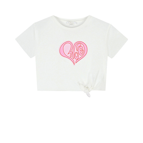 Белая футболка с принтом &quot;сердце&quot; Chloe Белый, арт. C15D42 117 | Фото 1