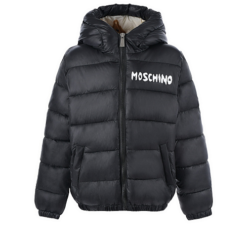 Черная стеганая куртка с принтом &quot;медвежонок&quot; Moschino Черный, арт. HUS03E L3A32 60100 | Фото 1