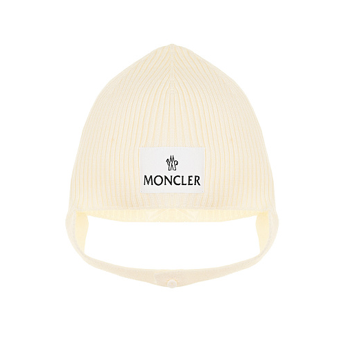 Белая шапка с логотипом Moncler Белый, арт. 3B00001 M1367 032 | Фото 1