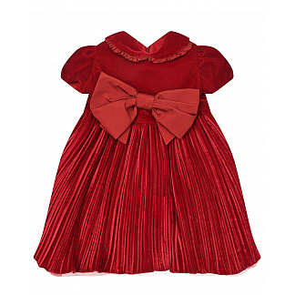 Красное бархатное платье с бантом Monnalisa Красный, арт. 730902 0803 0043 | Фото 1