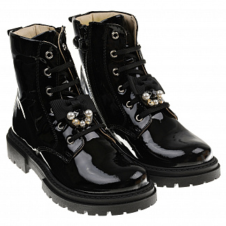 Черные лаковые ботинки с бантами Walkey Черный, арт. Y1A5-42216-0149999- 999- | Фото 1