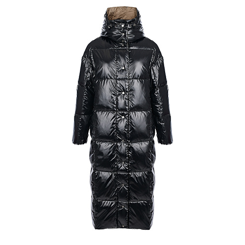 Черное глянцевое стеганое пальто Naumi Черный, арт. 1190MW-0022-MV002 BLACK | Фото 1