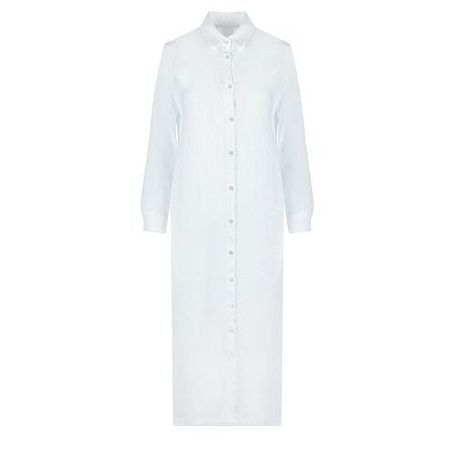 Белое платье-рубашка 120% Lino Белый, арт. V0W4759000B317000 V050 | Фото 1