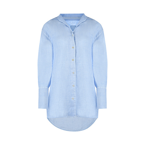 Голубая удлиненная рубашка 120% Lino Голубой, арт. V0W19LU000B317S00 VS27 | Фото 1