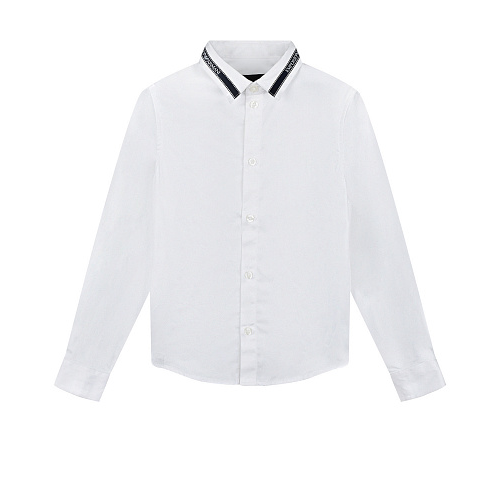 Белая рубашка из поплина с логотипом на воротнике Emporio Armani Белый, арт. 6H4CA6 1NXYZ 0100 | Фото 1