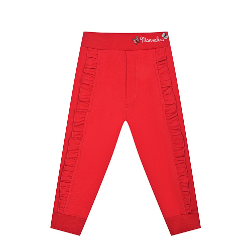Красные спортивные брюки с оборками Monnalisa Красный, арт. 390410 0022 0043 | Фото 1