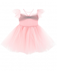 Розовое платье с рукавами-крылышками