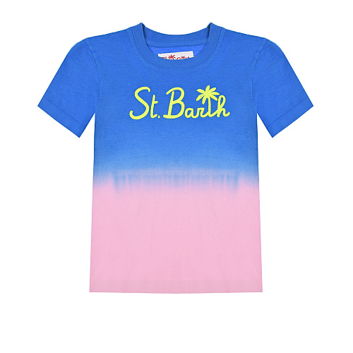 Двухцветная футболка с надписью Saint Barth Мультиколор, арт. PORTOFINO 01809B EMB SB PALM 1721 | Фото 1