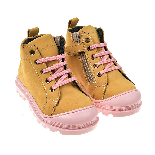 Бежевые кеды с розовой шнуровкой Walkey Бежевый, арт. Y1A4-42098-1576200- 200- | Фото 1