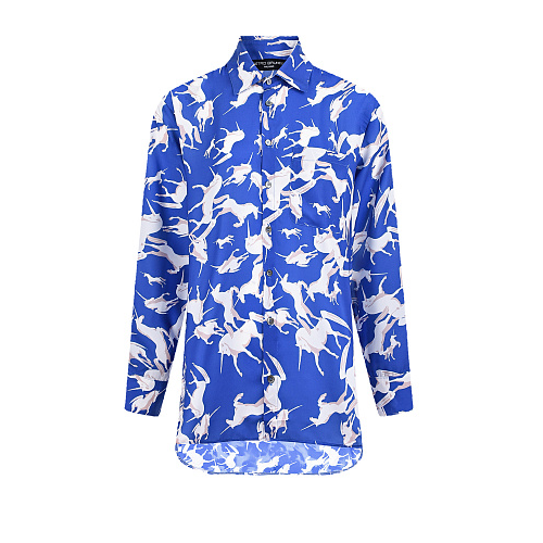 Синяя рубашка с принтом &quot;единороги&quot; Pietro Brunelli Синий, арт. CA0047 PL0065 Q87A | Фото 1
