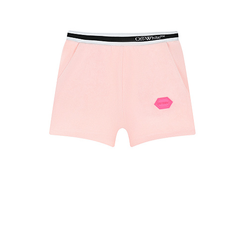 Розовые шорты черно-белой резинкой Off-White Розовый, арт. OGCB001S22FAB0013001 | Фото 1