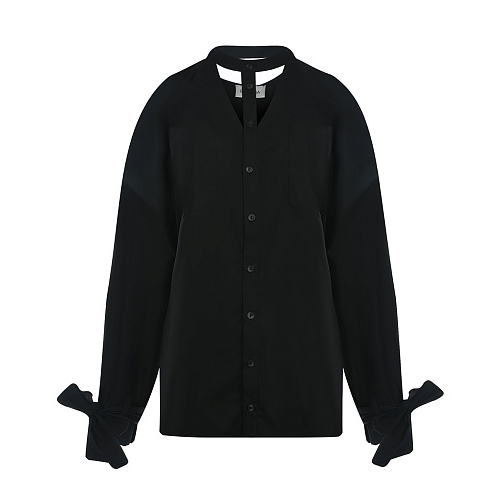 Черная рубашка с бантами на манжетах Balossa Черный, арт. BA524 BLACK | Фото 1