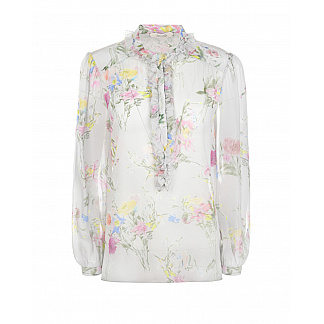 Шелковая блузка с цветочным принтом Dorothee Schumacher Мультиколор, арт. 549102 011 | Фото 1