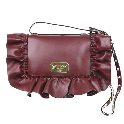 Бордовая сумка с рюшами, 28х7х16 см Red Valentino Бордовый, арт. WQ2B0C38VFV U08 | Фото 1